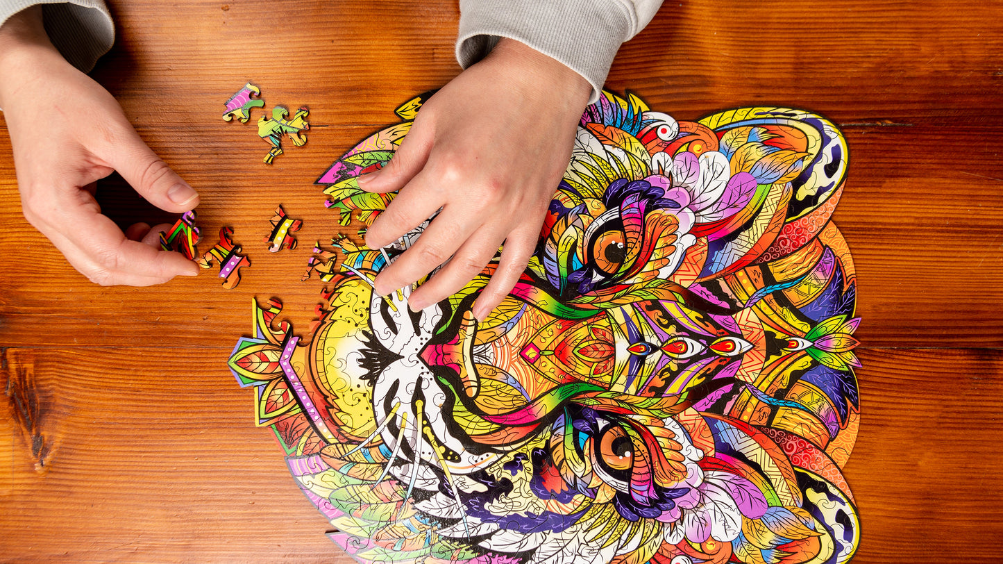 Woodvio™ Tiger Wooden Jigsaw Puzzle (38 x 34 cm) UK