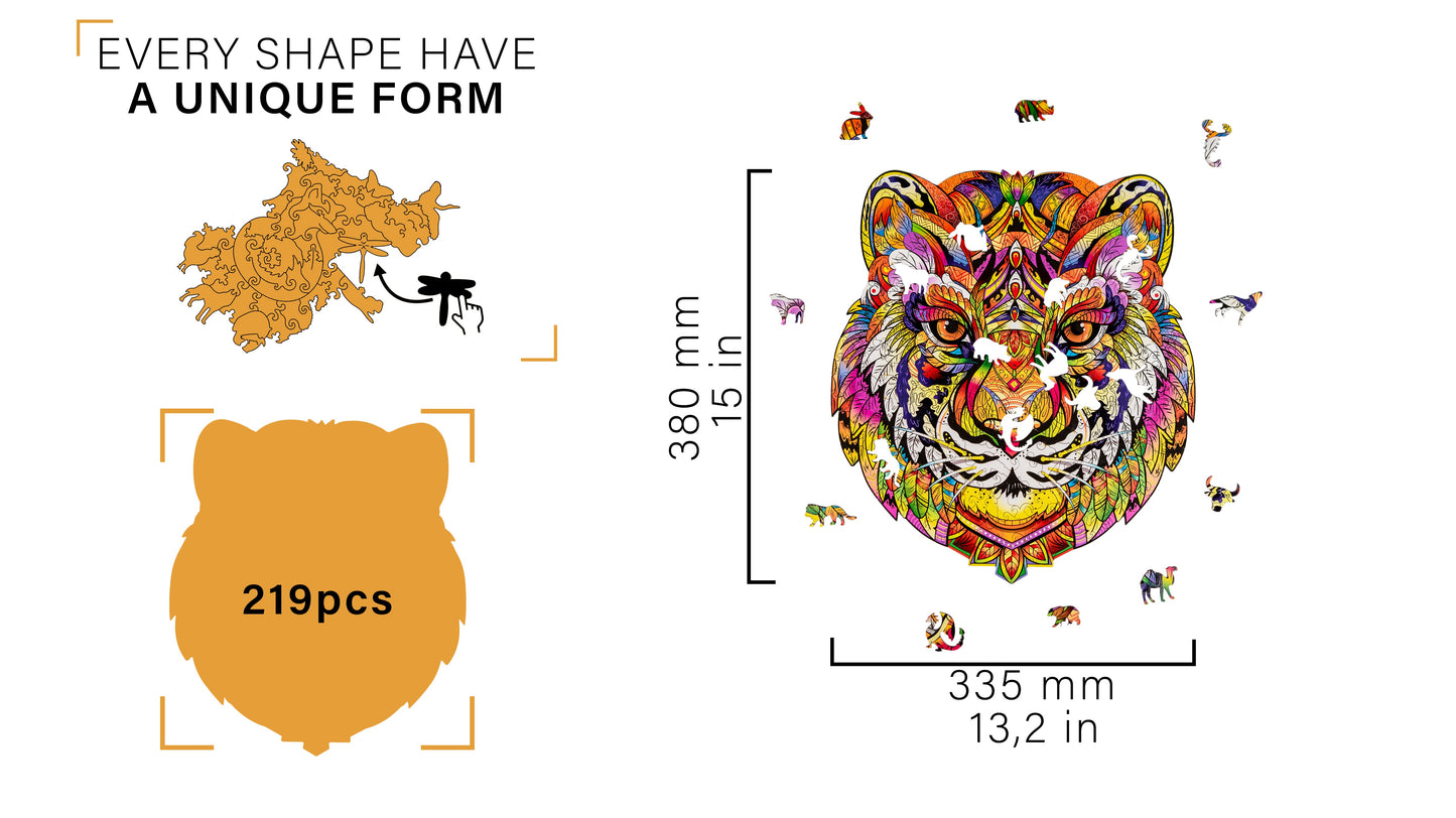 Woodvio™ Tiger Wooden Jigsaw Puzzle (38 x 34 cm) UK