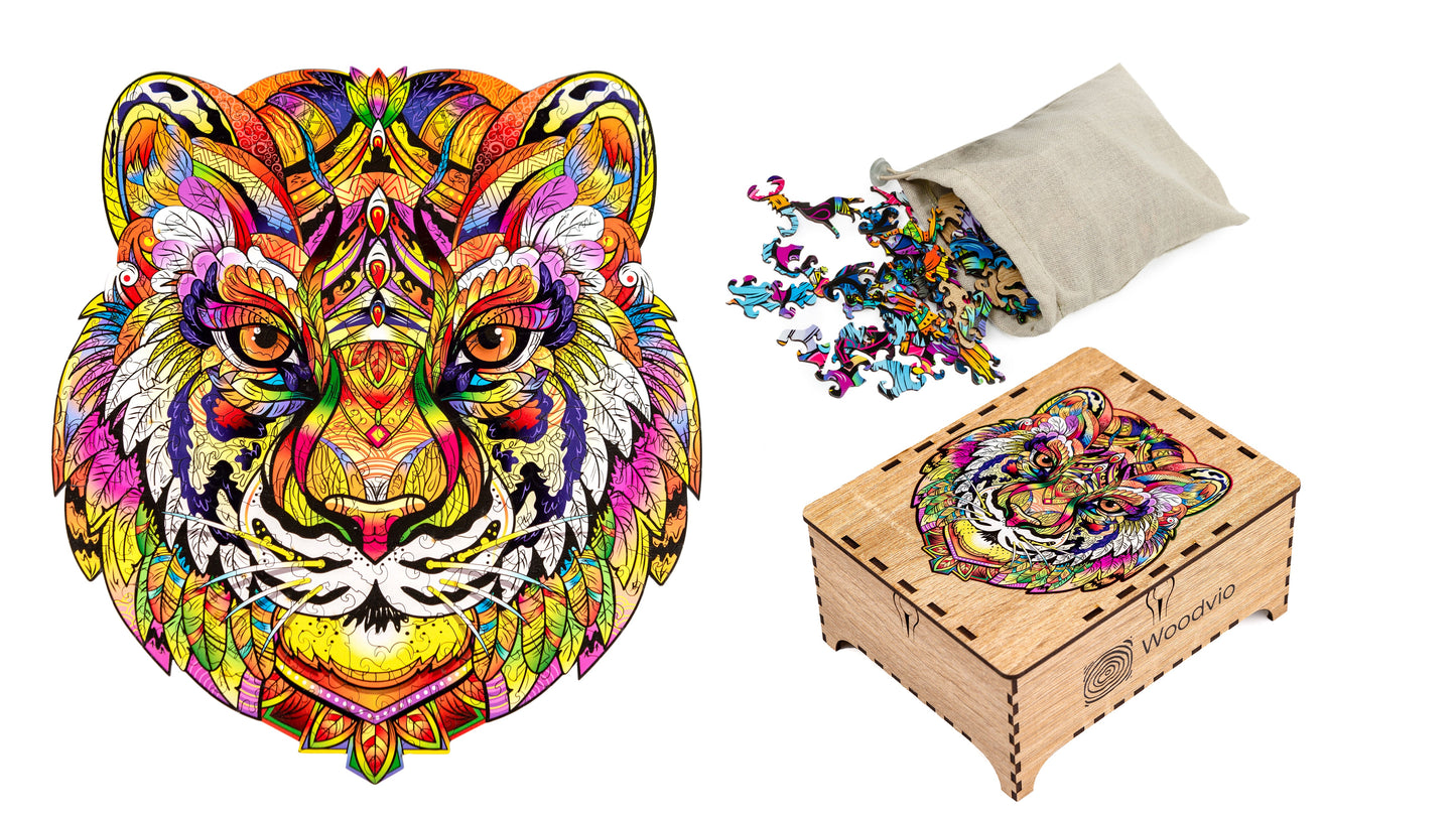 Woodvio™ Tiger Wooden Jigsaw Puzzle (38 x 34 cm) UK