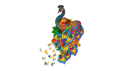 Woodvio™ Peacock Wooden Jigsaw Puzzle (54 x 30 cm) UK