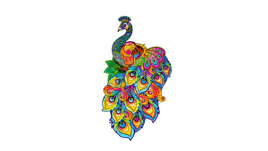 Woodvio™ Peacock Wooden Jigsaw Puzzle (54 x 30 cm) UK