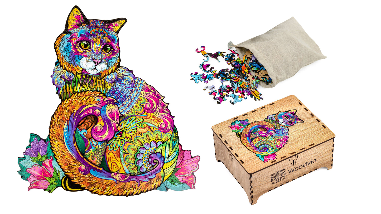 Woodvio™ Cat Wooden Jigsaw Puzzle (45 x 43 cm) UK