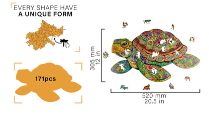 Woodvio™ Turtle Wooden Jigsaw Puzzle (31 x 52 cm) UK